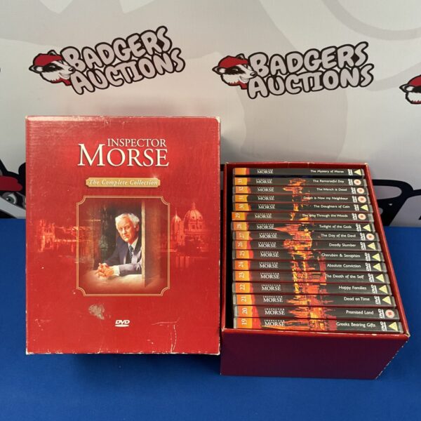 Front view of the Inspector Morse DVD collection box set.