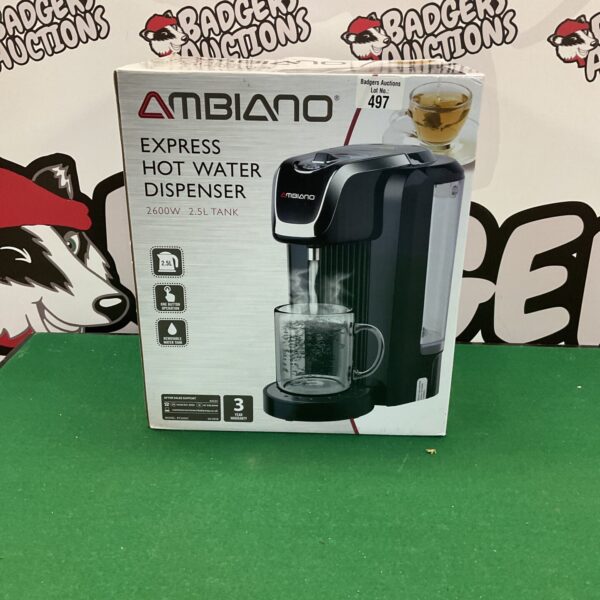 Ambiano hot water dispenser with 2.5L tank for quick hot water.