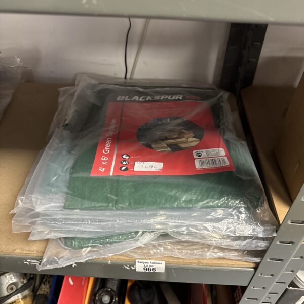 New Blackspur 4x6 tarpaulin lot for garden and construction.