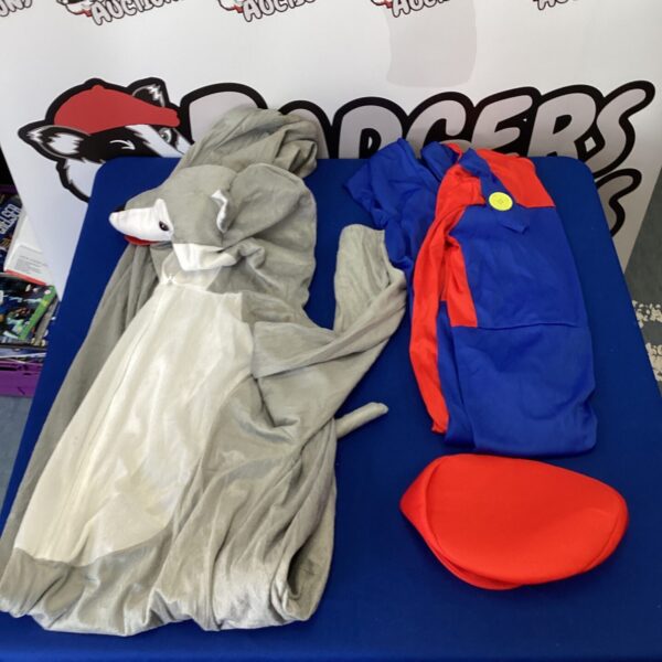 Kids Mario and wolf costume bundle for dress up and cosplay.