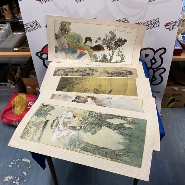 Collection of eleven vintage Chinese bird and scenic prints.