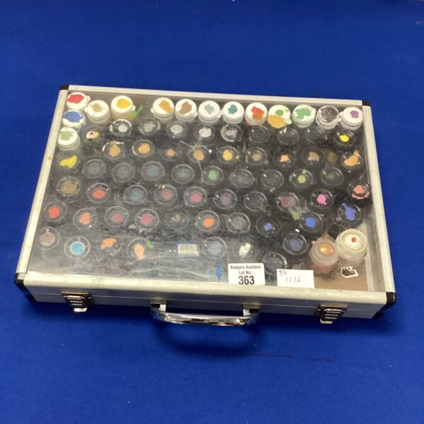 Warhammer paints lot in a plastic carrying case.
