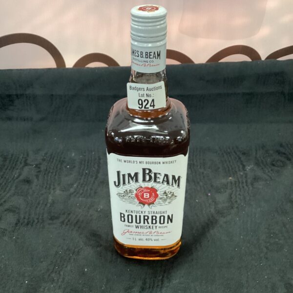 One-litre bottle of Jim Beam Kentucky Straight Bourbon Whiskey.