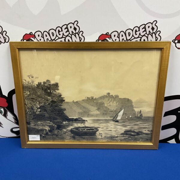 Victorian charcoal drawing of Scarborough Castle by Annie Firth.