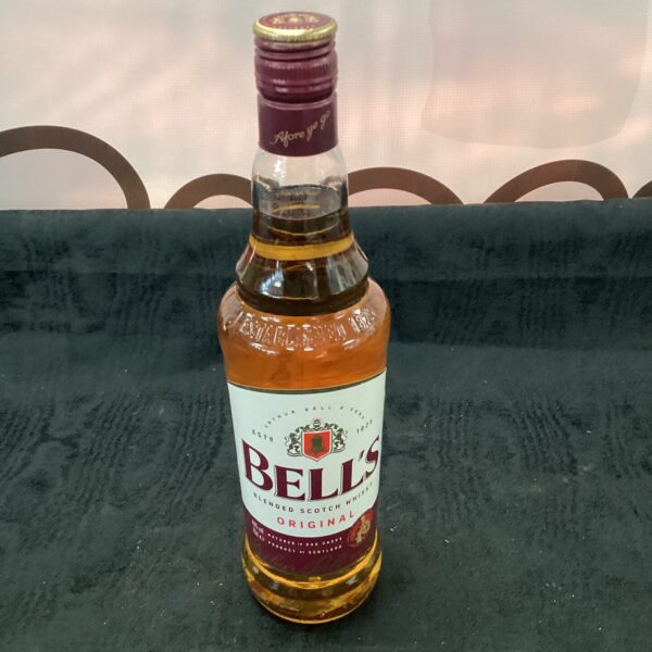Bottle of Bells blended Scotch whisky, classic branding.