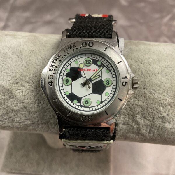 Vintage Gola quartz wristwatch with black fabric strap.