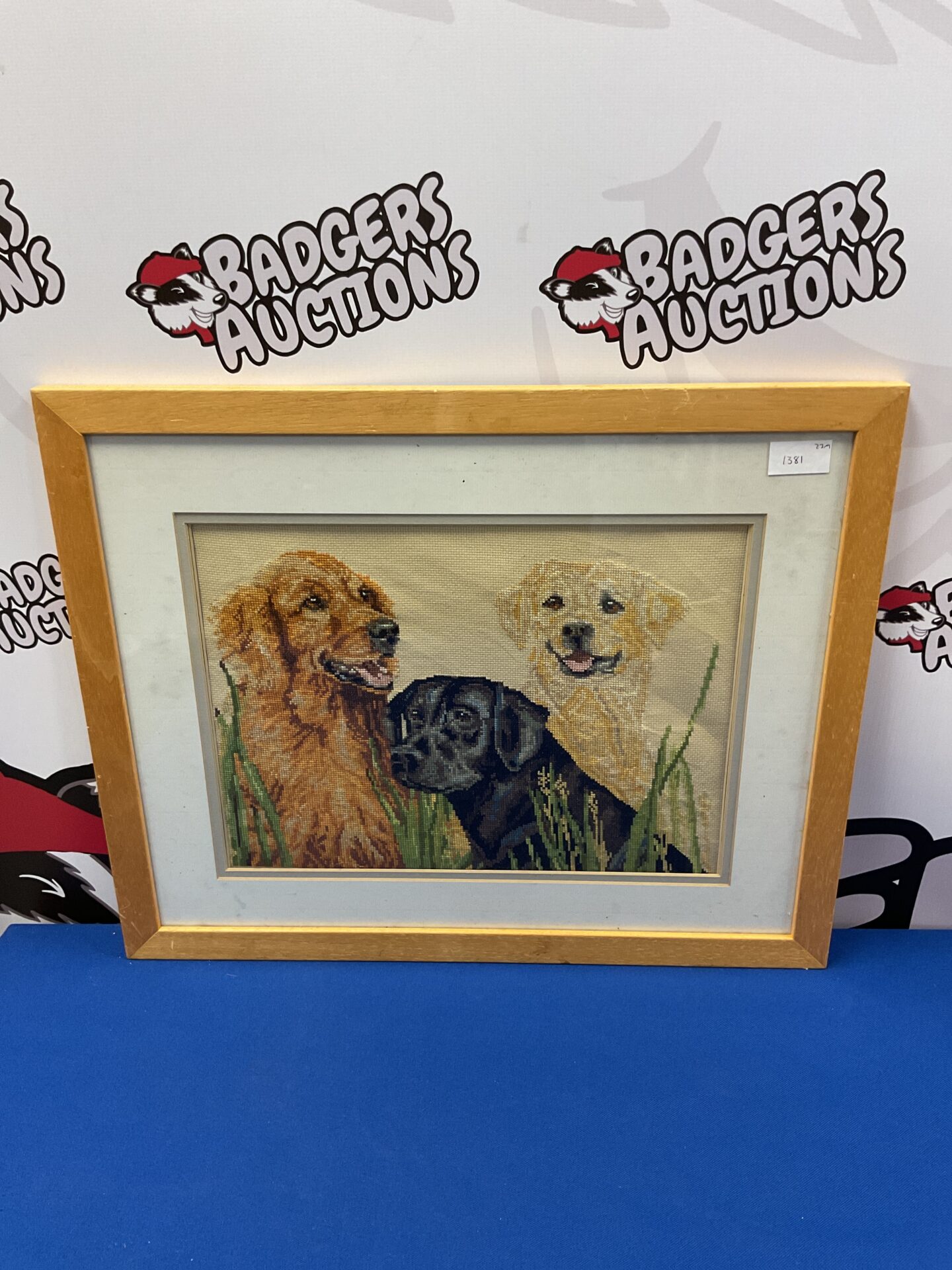 670 framed tapestry study of labrador dogs