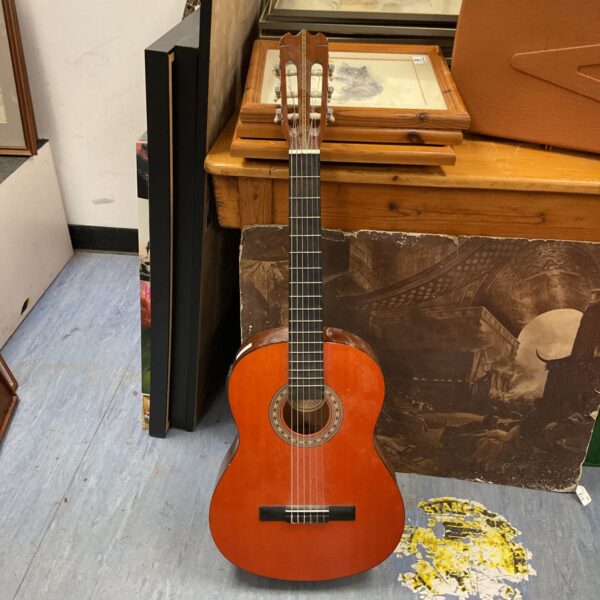 Vintage Hondo H308 acoustic guitar in natural finish.