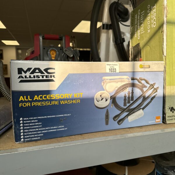Mac Allister pressure washer attachments kit for garden cleaning.