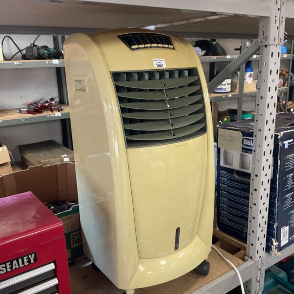 Large dehumidifier fan unit for moisture removal and air treatment.