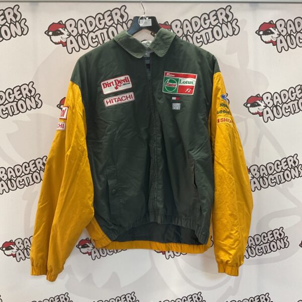 Vintage Team Lotus racing jacket with JPS sponsor logo.