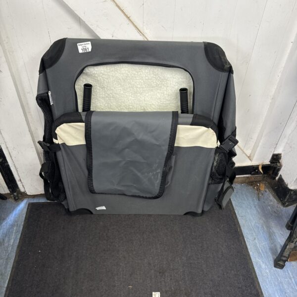 Grey Pawhut folding pet crate with mesh sides.