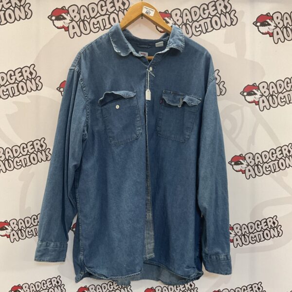 Blue Levi's XXL denim shirt, classic workwear style.