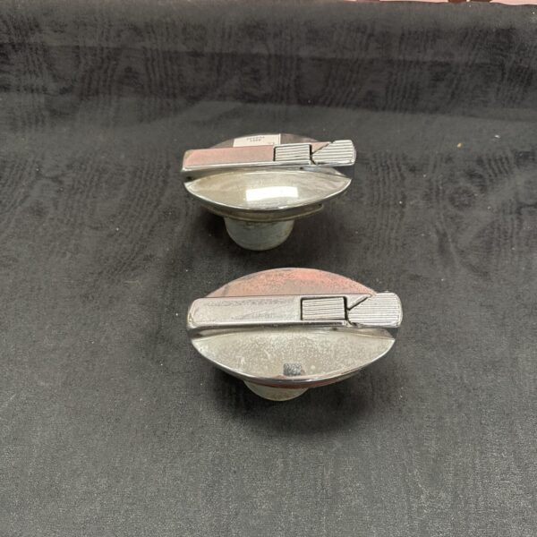 Polished chrome vintage fuel filler cap for classic cars.