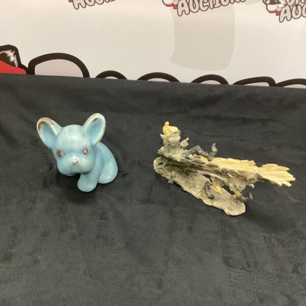 Vintage blue ceramic dog figurine, collectible home decor.