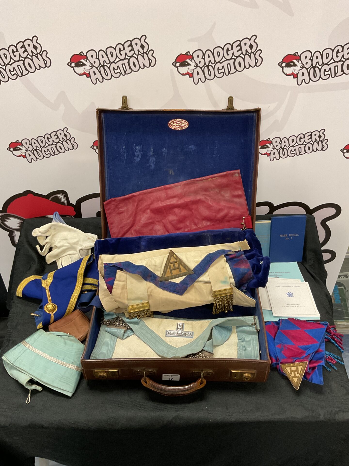 012 Leather case of Masonic aprons & sashes