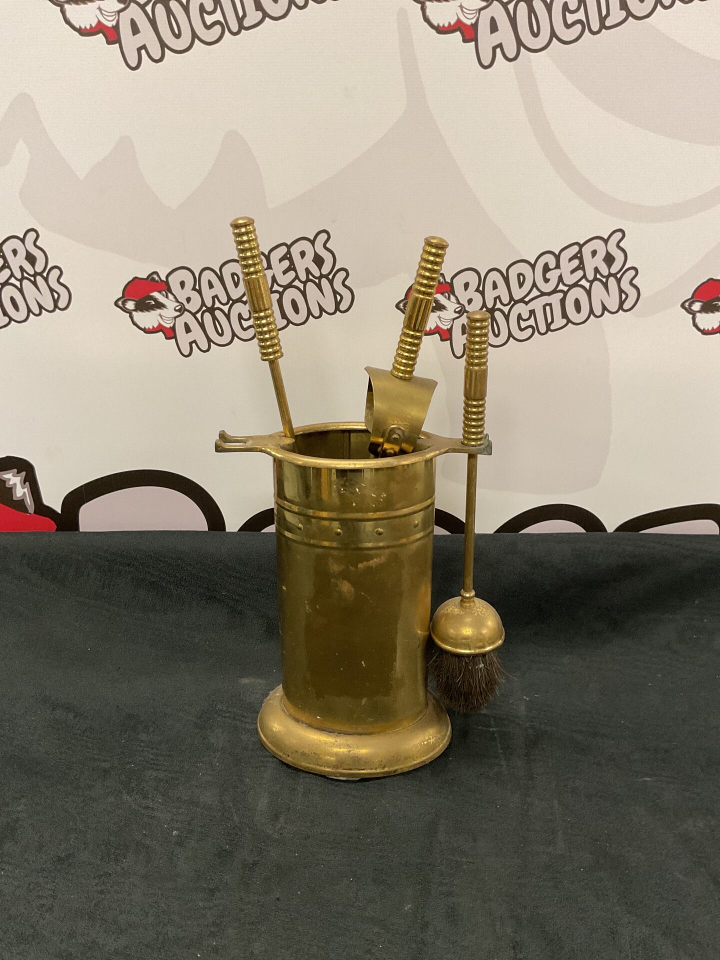 017 Brass fireplace companion set