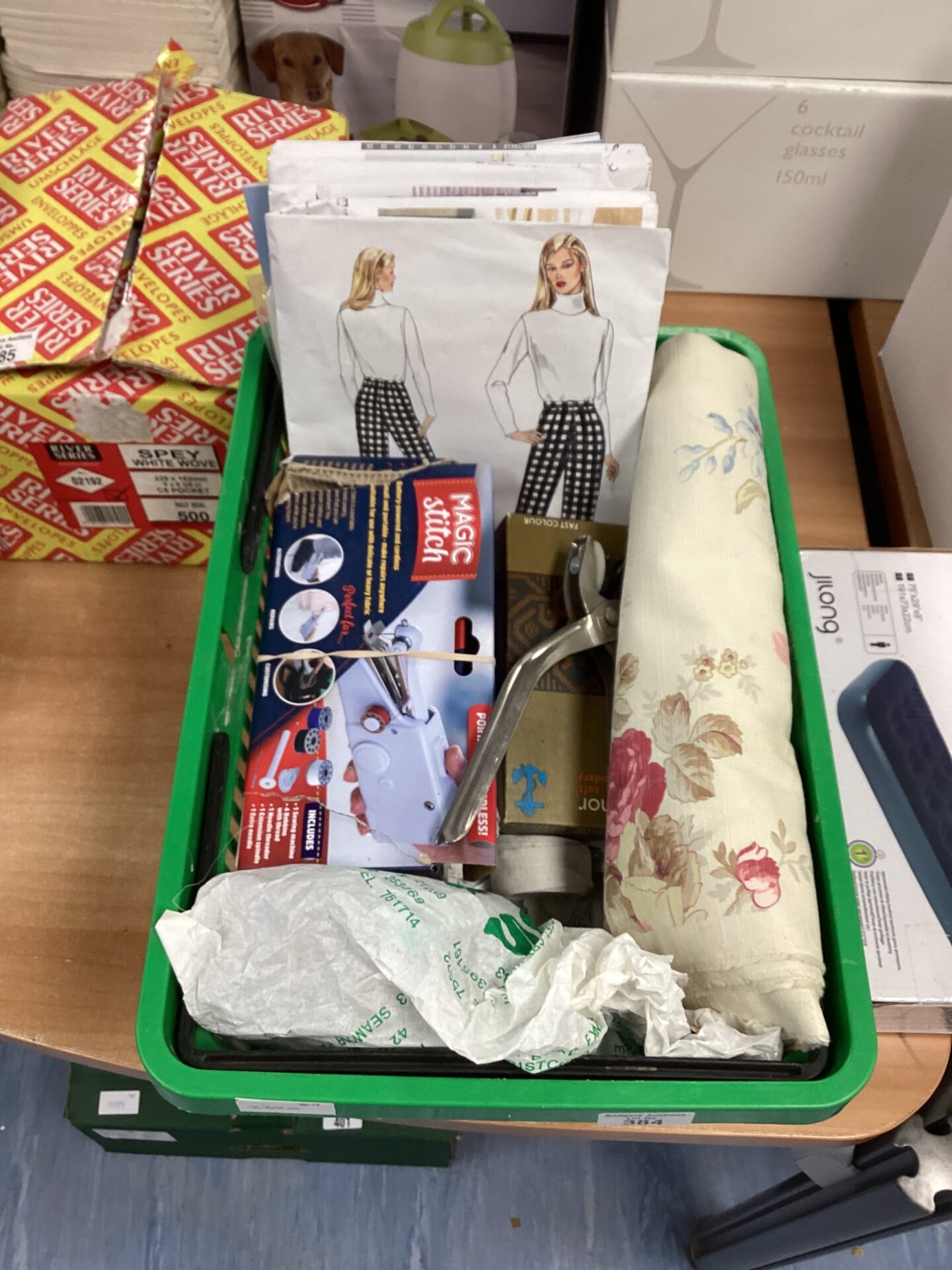 384 Box of dress making equipment