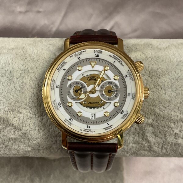 Vintage Ford Mondeo quartz wristwatch with leather strap.