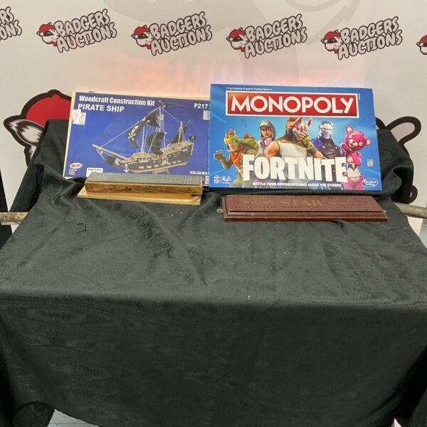 Fortnite Monopoly pirate ship crafting kit with packaging.