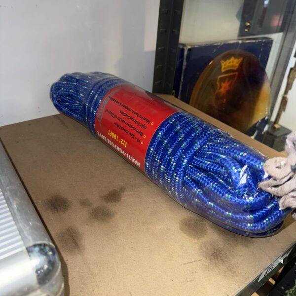 Brightly coloured 100ft coil of Nielsen nylon rope for utility and crafting.