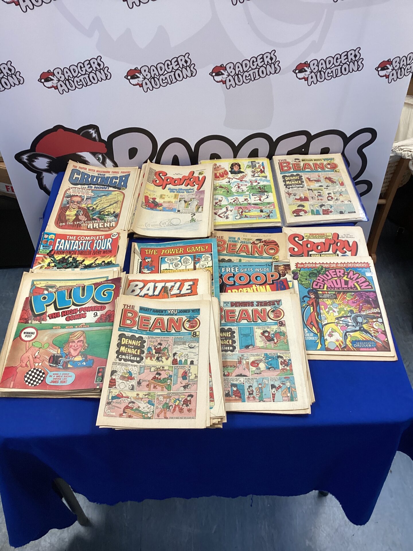 510 Box of vintage comics inc beano, sparky & marvel