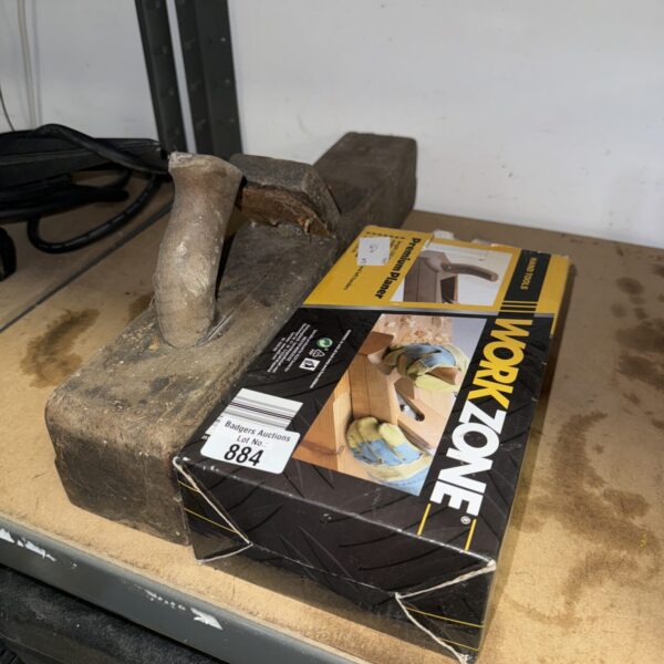 Workzone wood plane in original packaging, vintage hand tool.
