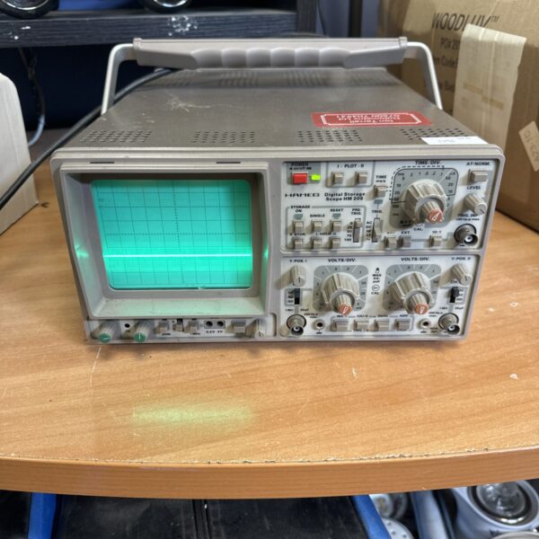 Vintage Hameg HM208 digital storage oscilloscope with digital display.