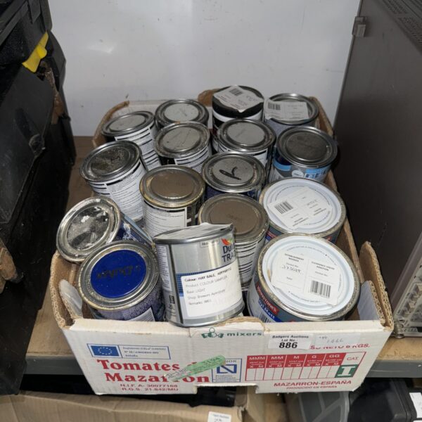 Vintage assorted paint lot with various sized cans.