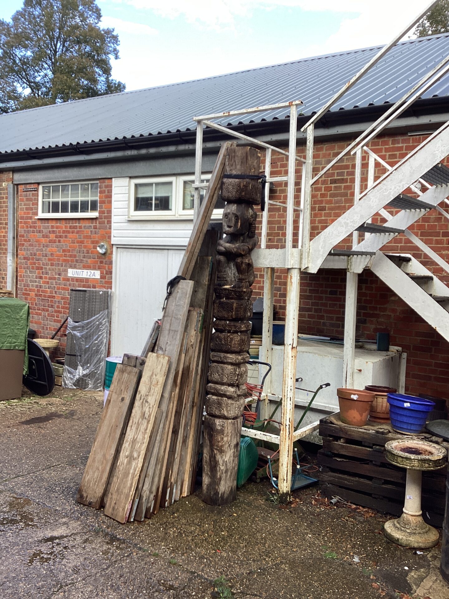 1054 Handcarved Hardwood totem Pole