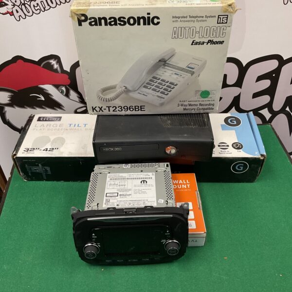 Vintage Panasonic KX-T396B telephone on a box.