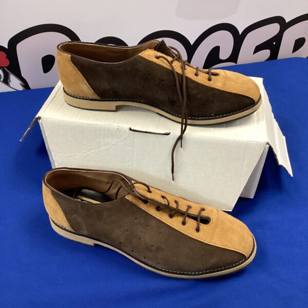 Brown suede shoes size 11, vintage gentleman’s footwear.