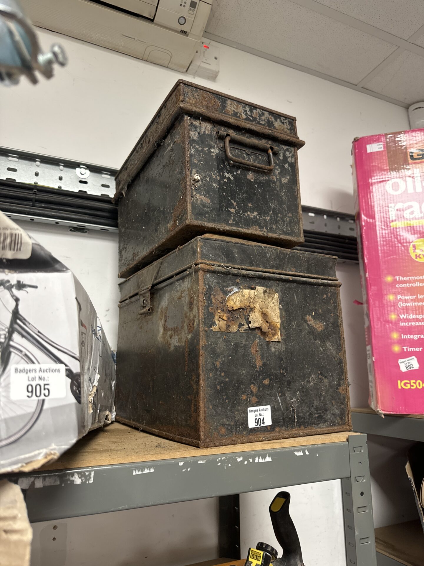 995 Two vintage metal storage boxes (rusty)