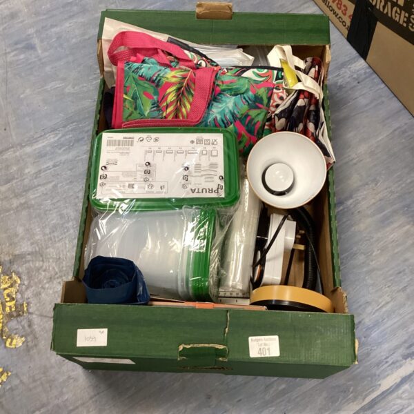 Assorted plastic storage boxes in a mixed lot for home organisation.