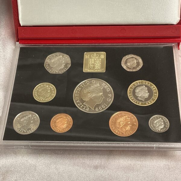 1999 Royal Mint proof set in a red presentation case.