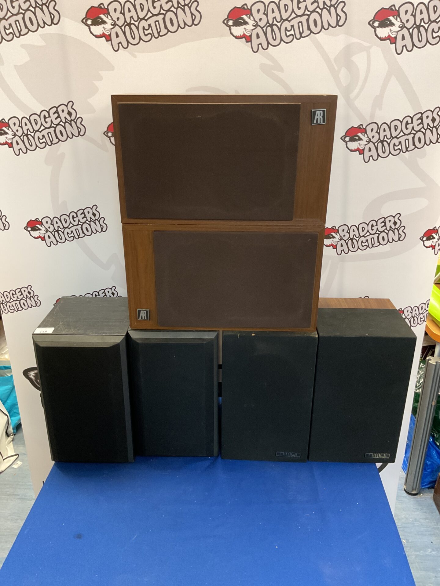 149 Collection of 3 pairs of speakers including mission speakers