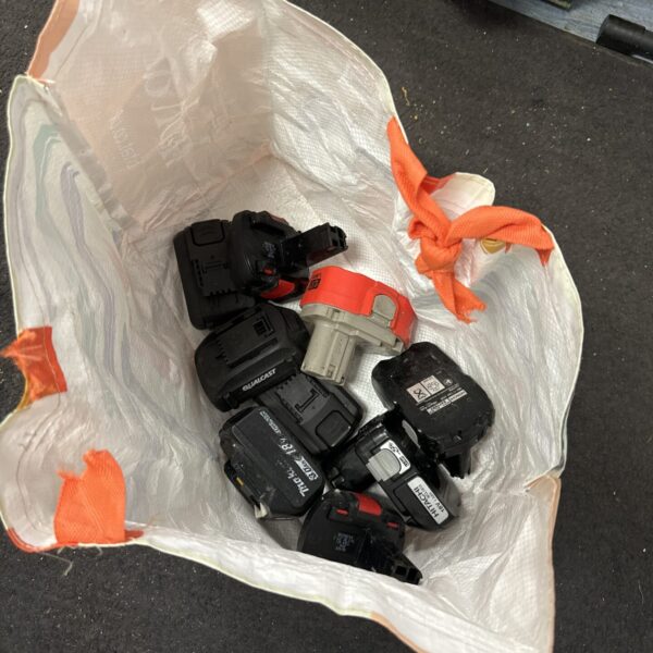 Untested cordless tool batteries from Ryobi, Makita, and Dewalt.