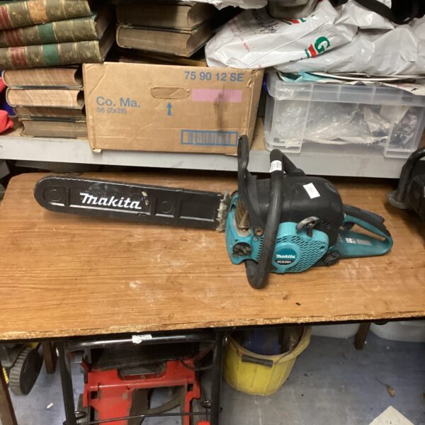 Used Makita petrol chainsaw for garden and DIY tasks.