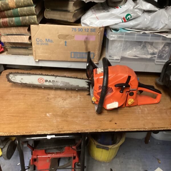 Vintage Park petrol chainsaw for garden and DIY tasks.