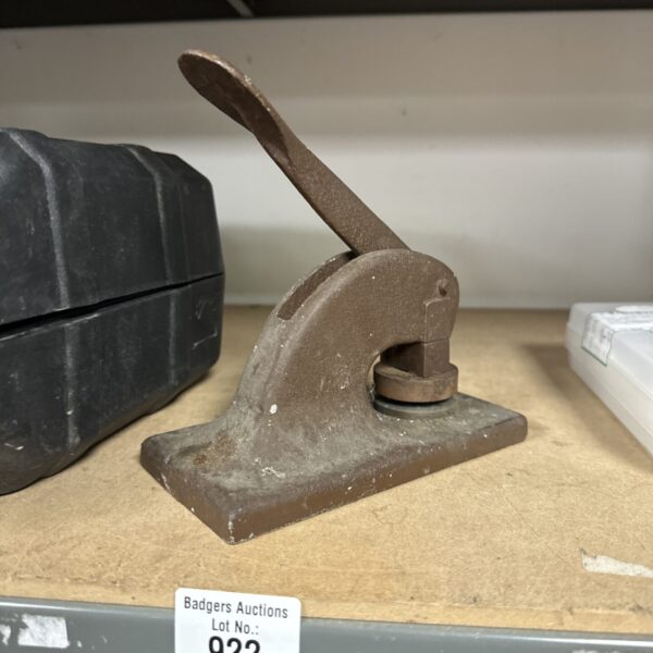 Vintage Farm Driers embosser, a metal branding tool.