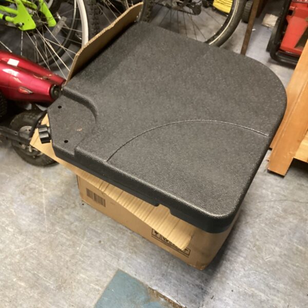 Durable plastic marquee base for event and stage support.