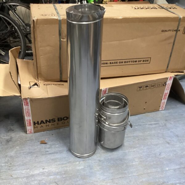 Stainless steel chimney liner section for fireplace or stove.