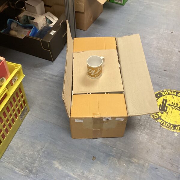Boxed set of Bold & Nec branded ceramic mugs.