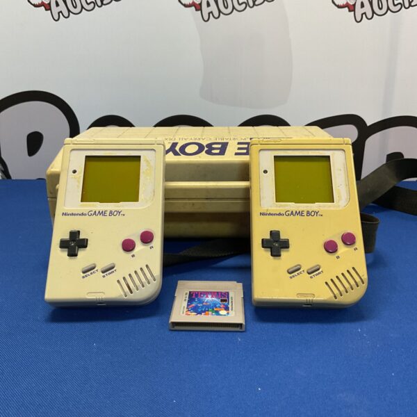 Vintage Nintendo Game Boy DMG-01 with Tetris game and carry case.