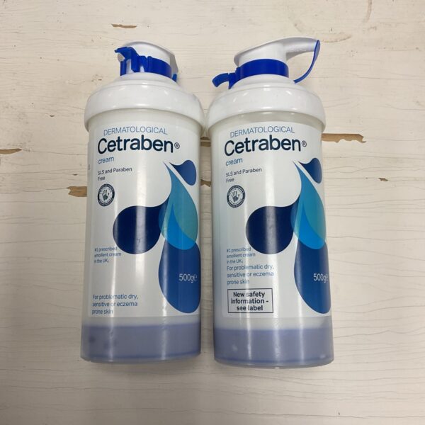Two bottles of Cetraben cream for sensitive skin and eczema relief.