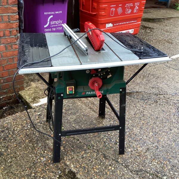 Portable Parkside saw bench for DIY and woodworking projects.