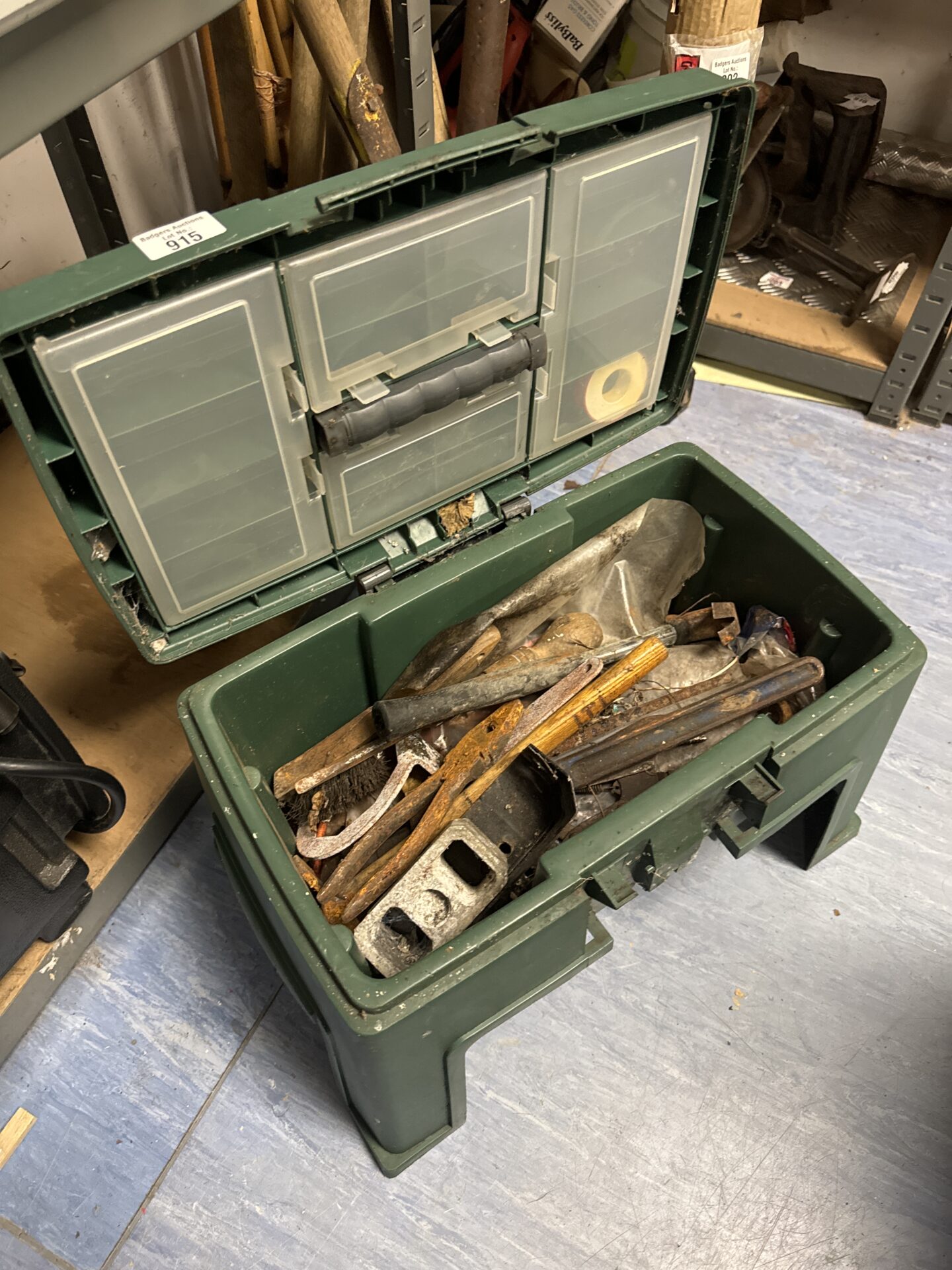 915 Stool style toolbox with contents