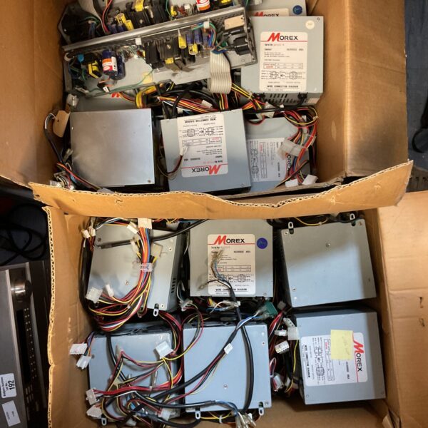 Job lot of silver PC power supplies for computer repair.