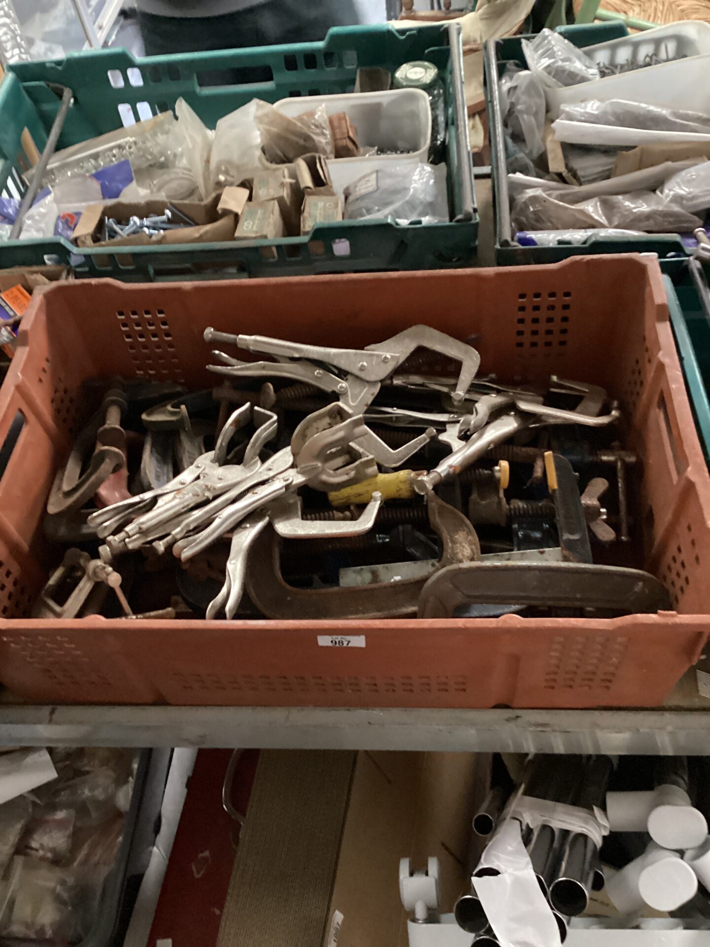 987 Tray of G clamps