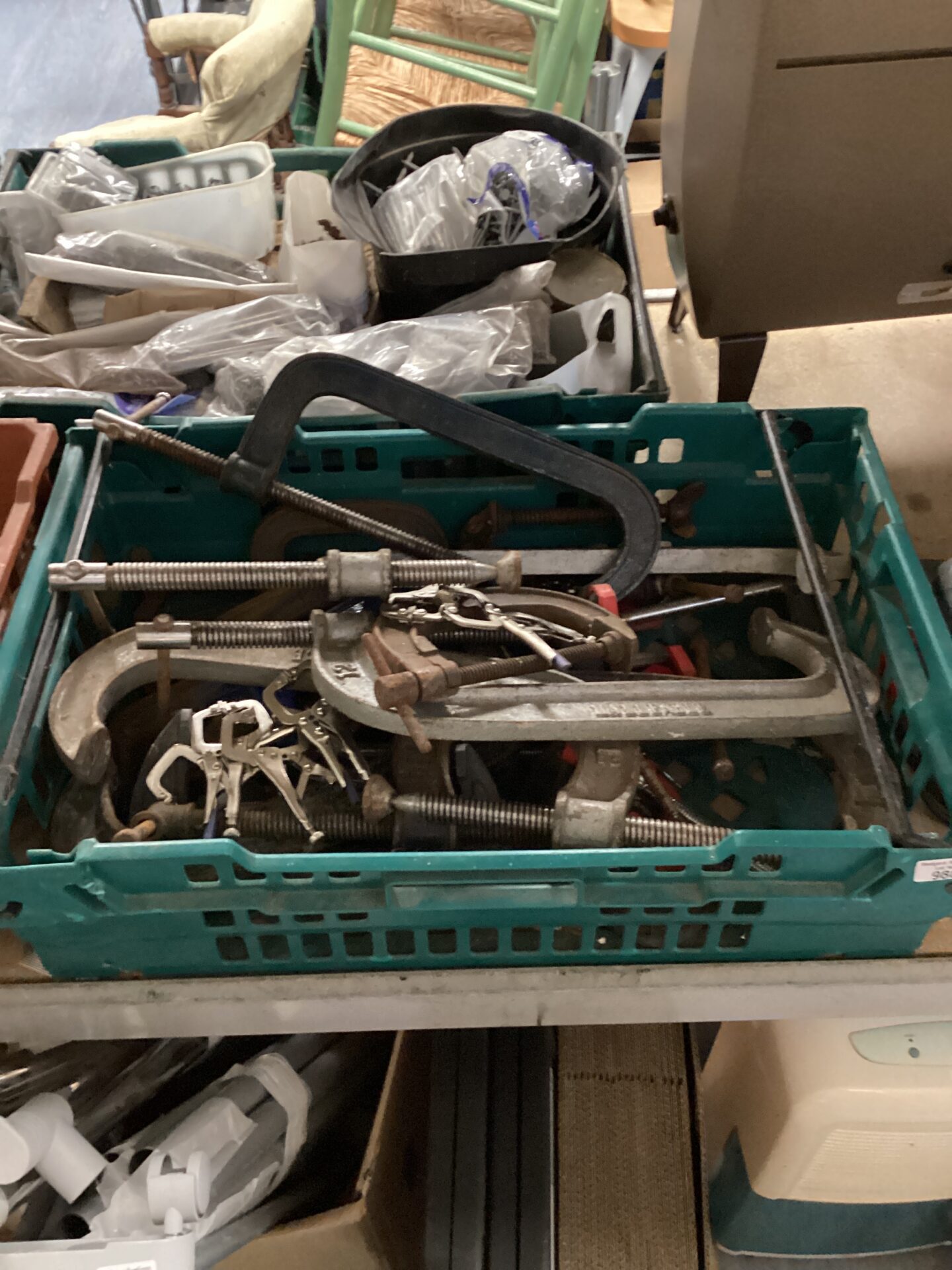 988 Tray of large G clamps